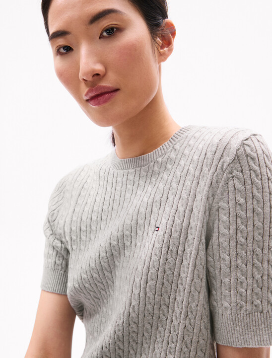 Cable Knit Short Sleeve Sweater