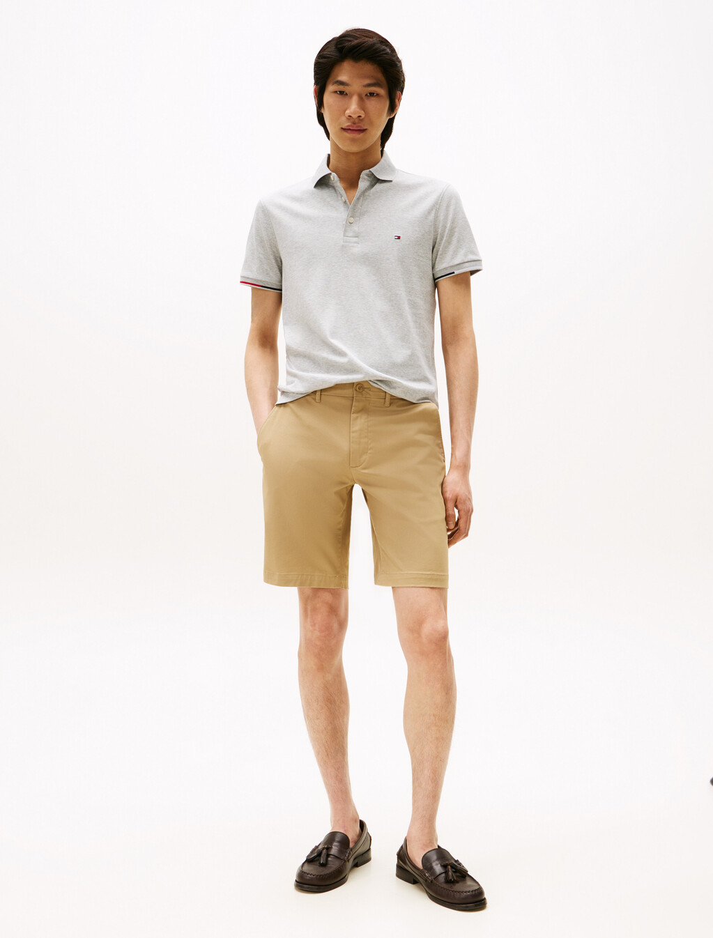 Slim Fit Signature Polo Shirt, Light Grey Heather, hi-res