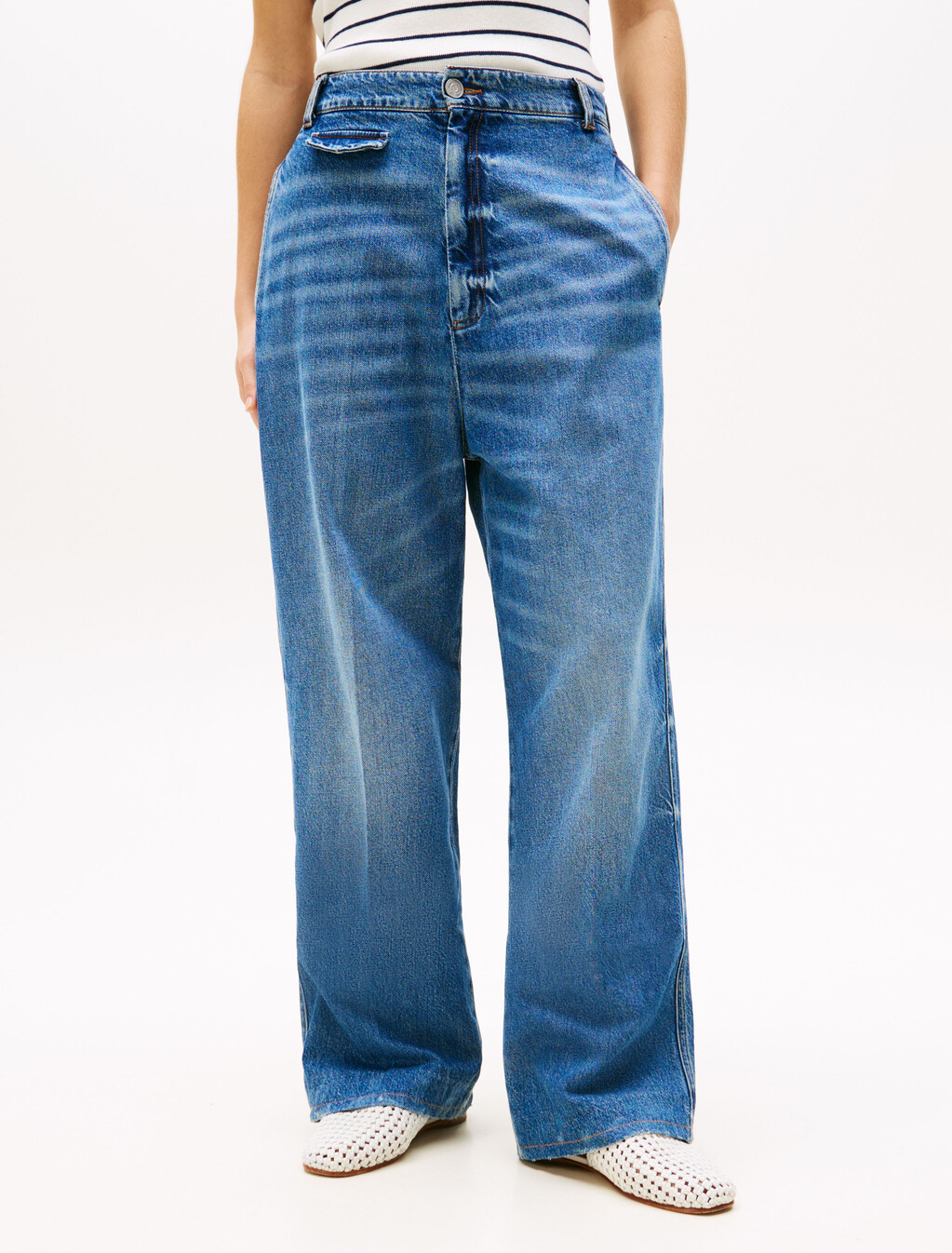 The Runway Collection Oversized Utility Jeans, Dark Blue Denim, hi-res