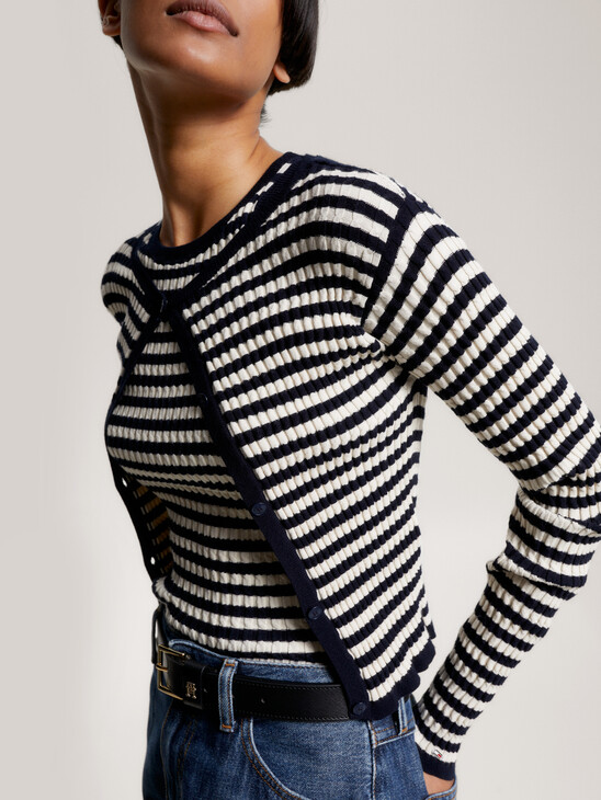 Micro Cable Knit Slim Fit Cardigan