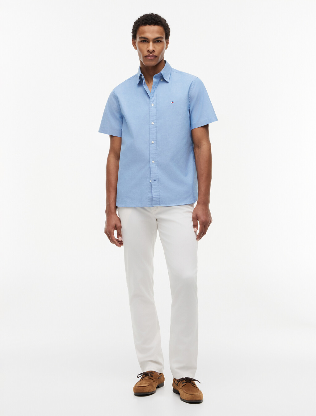 Lightweight Short Sleeve Oxford Shirt, Shirt Blue, hi-res