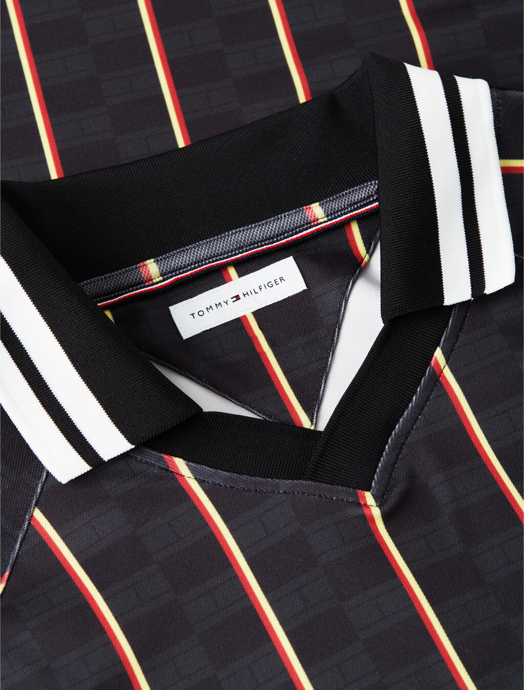 Geometric Flag Print Short Sleeve Rugby Shirt, Black, hi-res