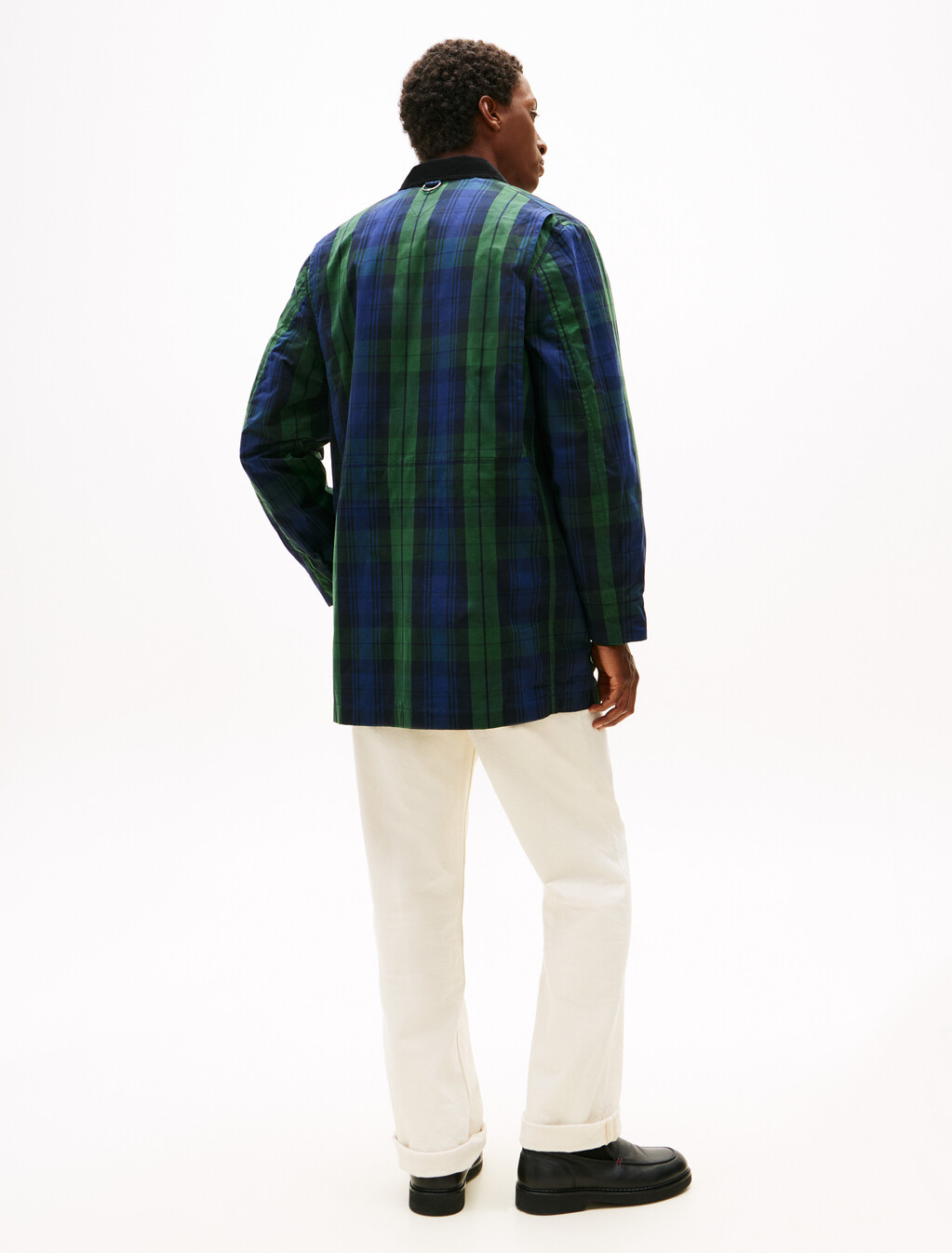 Waxed Tartan Check Relaxed Barn Jacket, Blackwatch check, hi-res