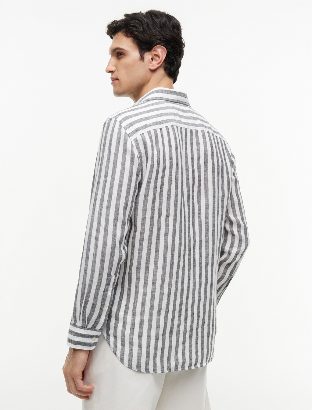 Bengal Stripe Linen Shirt, Black / Stripe, hi-res
