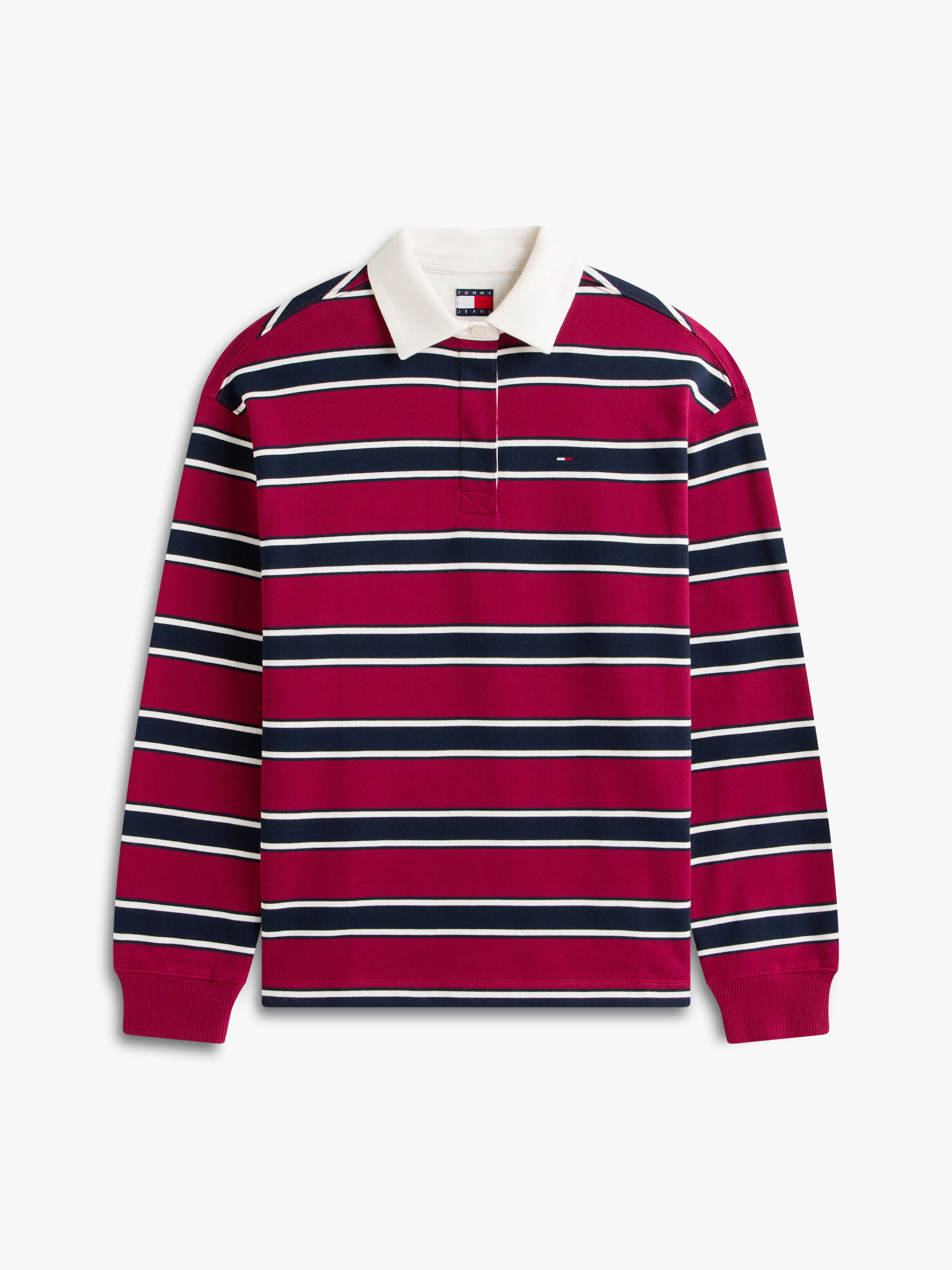 Relaxed Stripe Rugby Shirt | red | Tommy Hilfiger Singapore