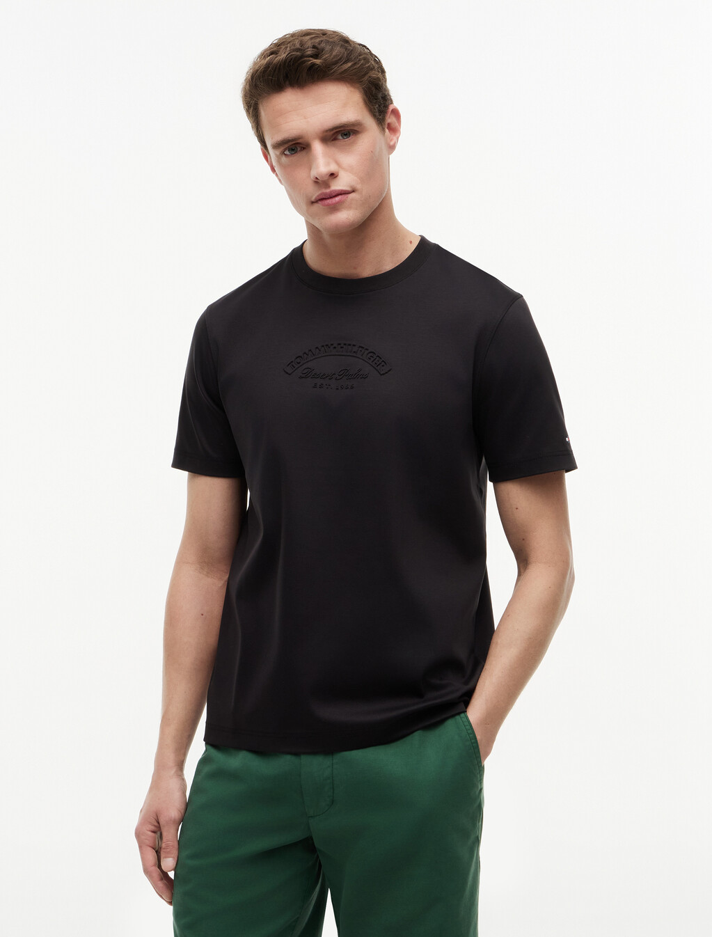 Embossed Logo Interlock T-Shirt, Black, hi-res