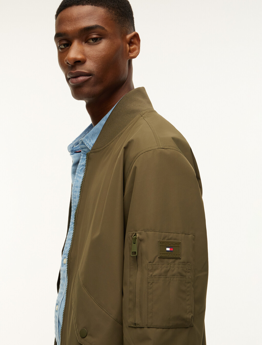 Packable Relaxed Bomber Jacket, Platinum Olive, hi-res