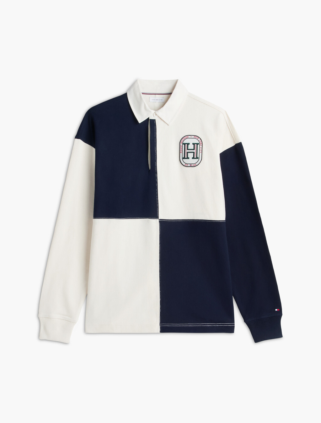 Varsity Colour-Blocked Relaxed Rugby Shirt, Ivory Petal, hi-res