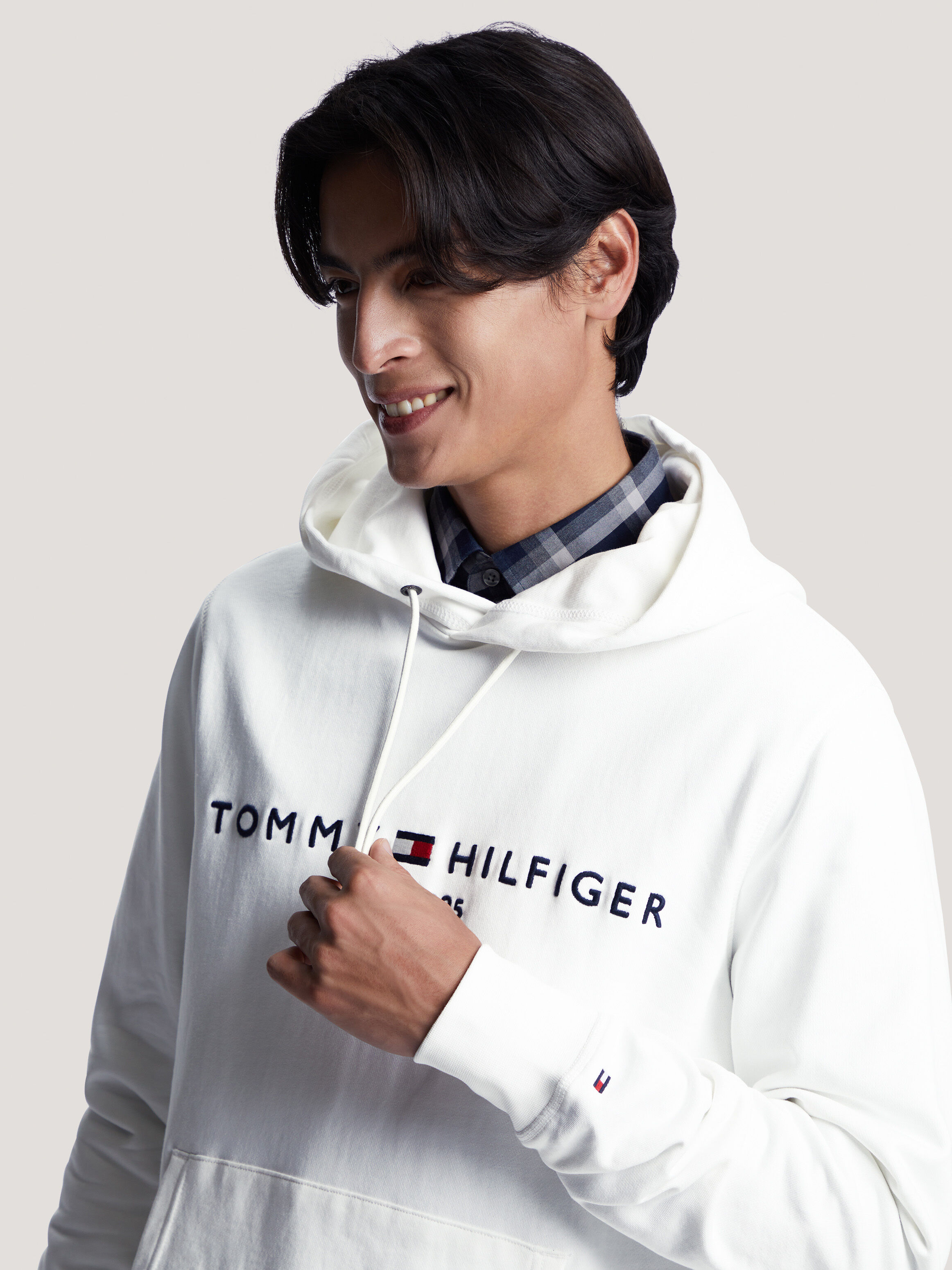 White embroidered hoodie hotsell