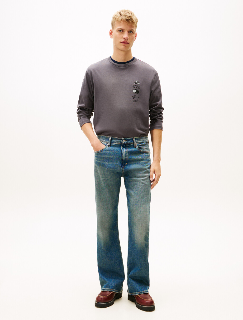 Back Graphic Relaxed Long Sleeve T-Shirt, Washed Black, hi-res