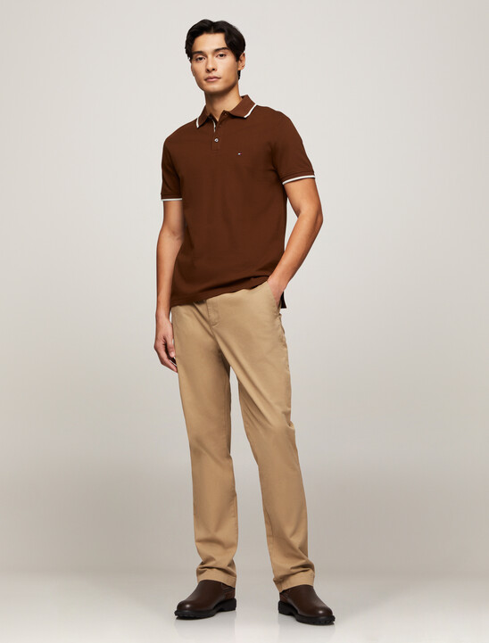 Mercerized Cotton Tipped Polo, Rich Mocha Mercerized Cotton Tipped Polo