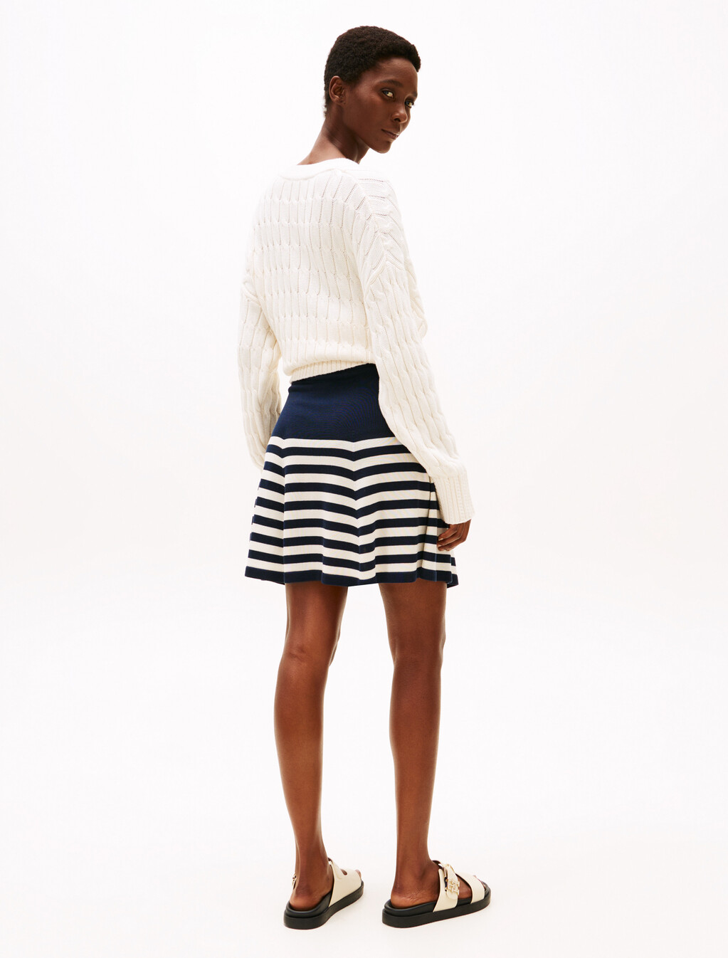 Flared Mini Skirt With Silk, Dark Night Navy/Calico Stp, hi-res