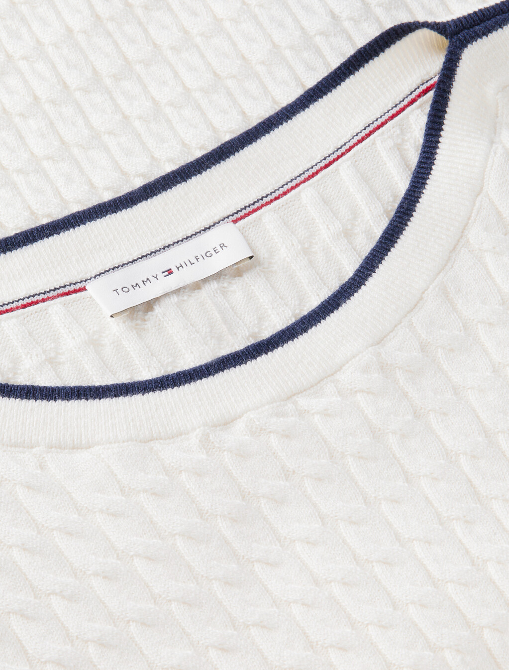 Cable Knit Boat Neck Short Sleeve Jumper, Ivory Petal, hi-res