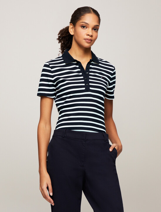Stripe Short Sleeve Slim Polo