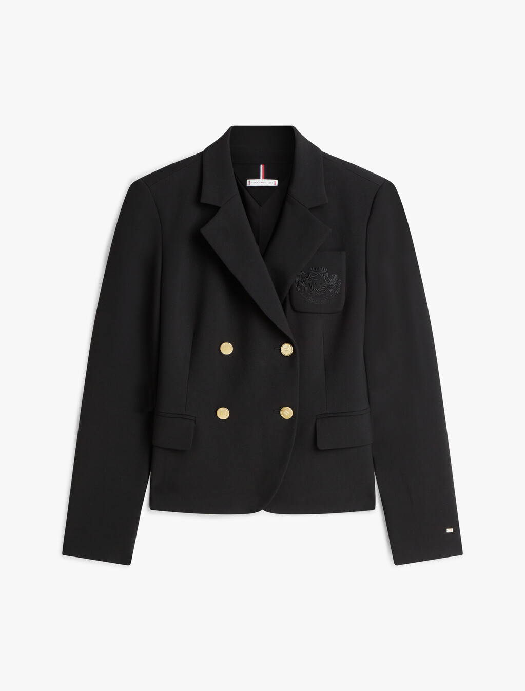 TH Crest Embroidery Slim Fit Blazer, Black, hi-res