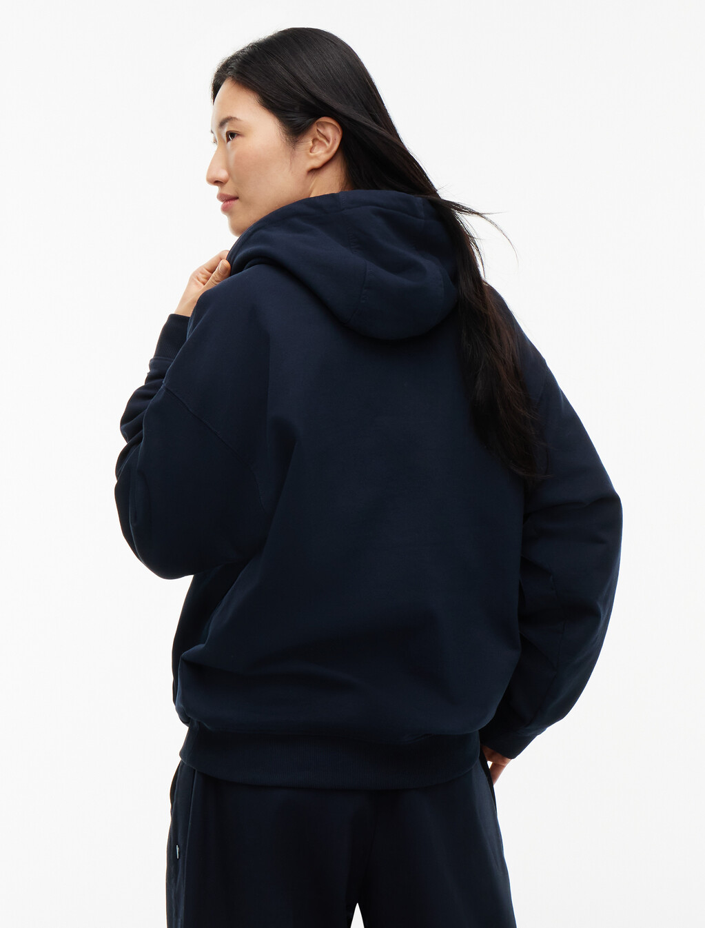 Relaxed Fleece Hoody, Navy Blue, hi-res