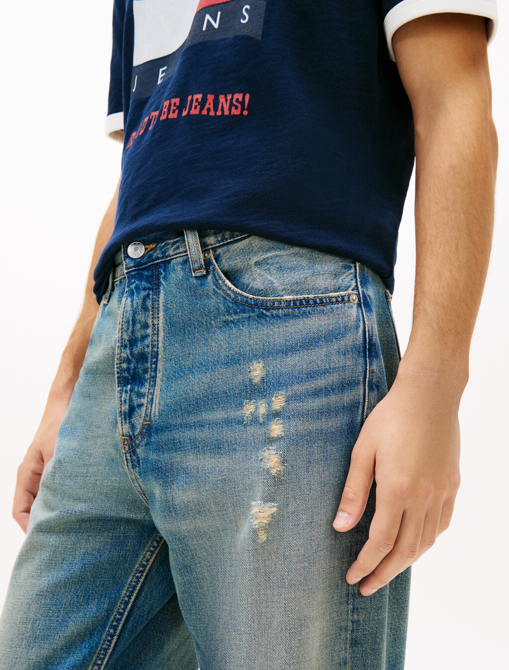Sonny Distressed Regular Tapered Leg Jeans, Denim Medium, hi-res