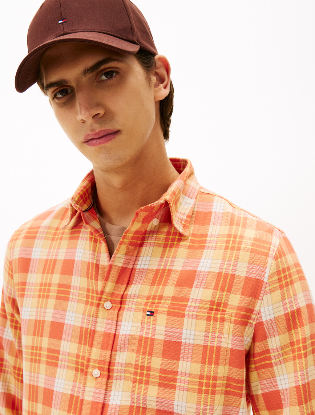 Regular Fit Check Twill Shirt, Brilliant Orange / Check, hi-res