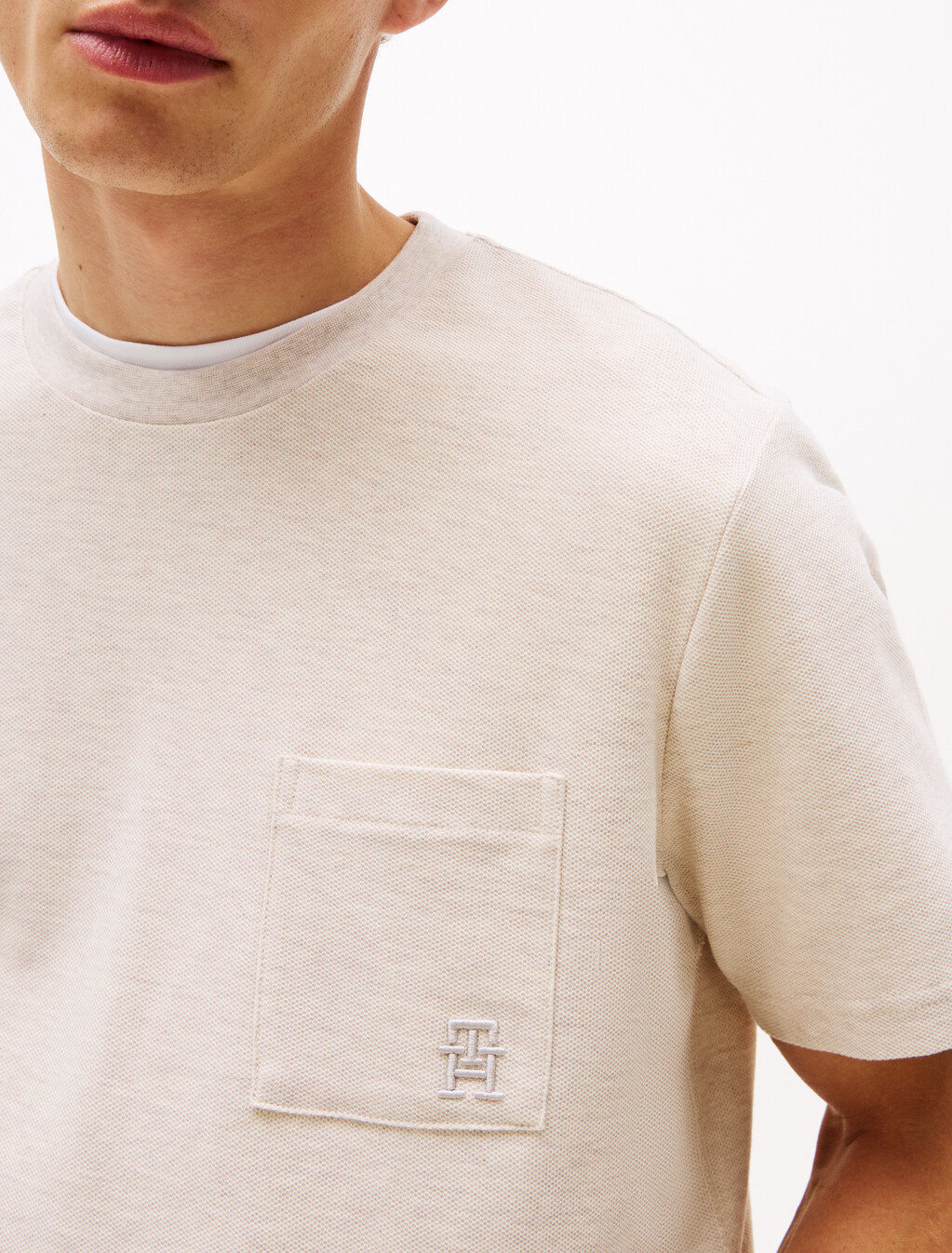 Monogram Pocket T-Shirt, Heathered Oatmilk, hi-res