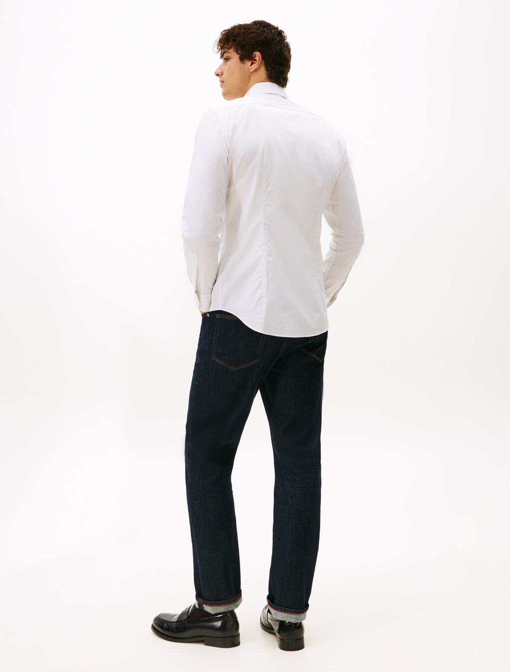 Micro Print Slim Shirt, Earth Sage / Allover, hi-res