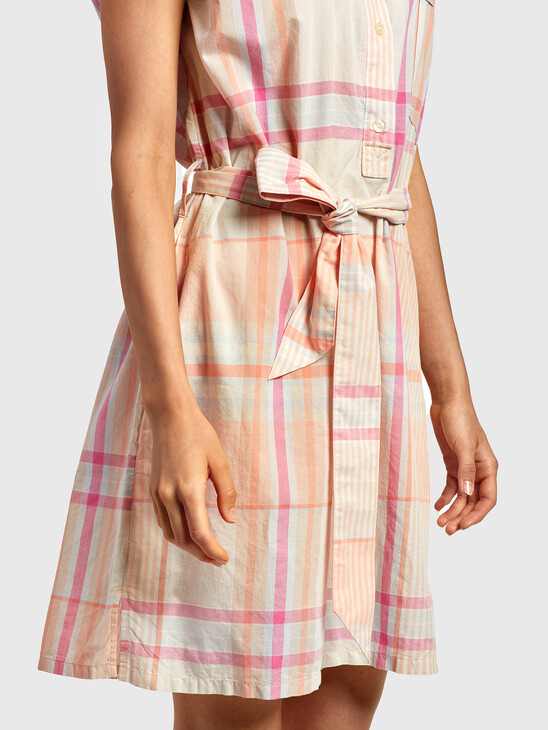 MADRAS CHECK KNEE LENGTH DRESS