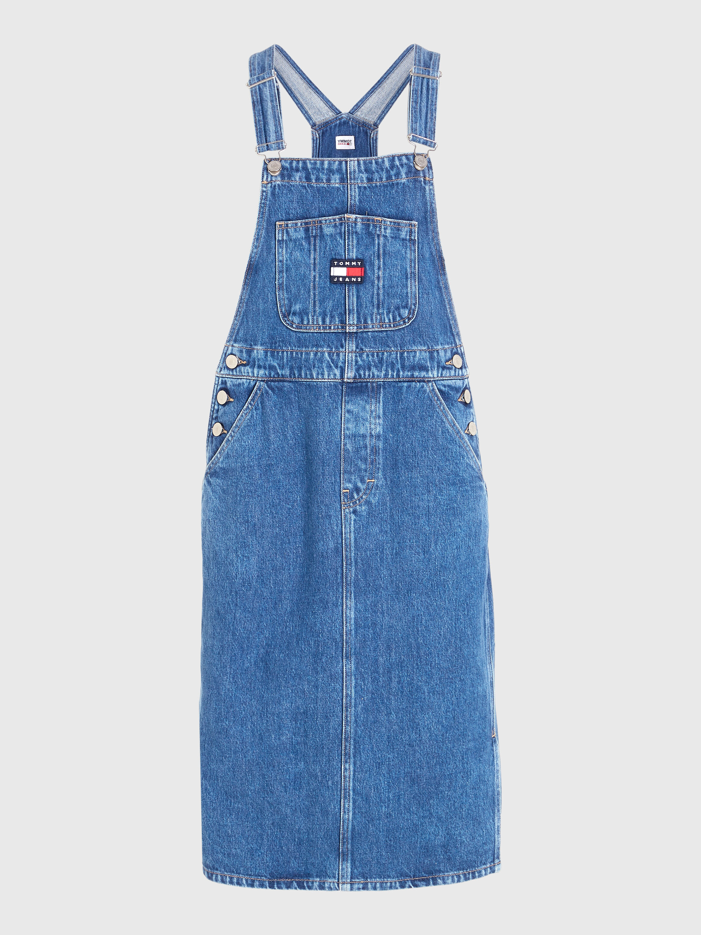 White denim dungaree dress top
