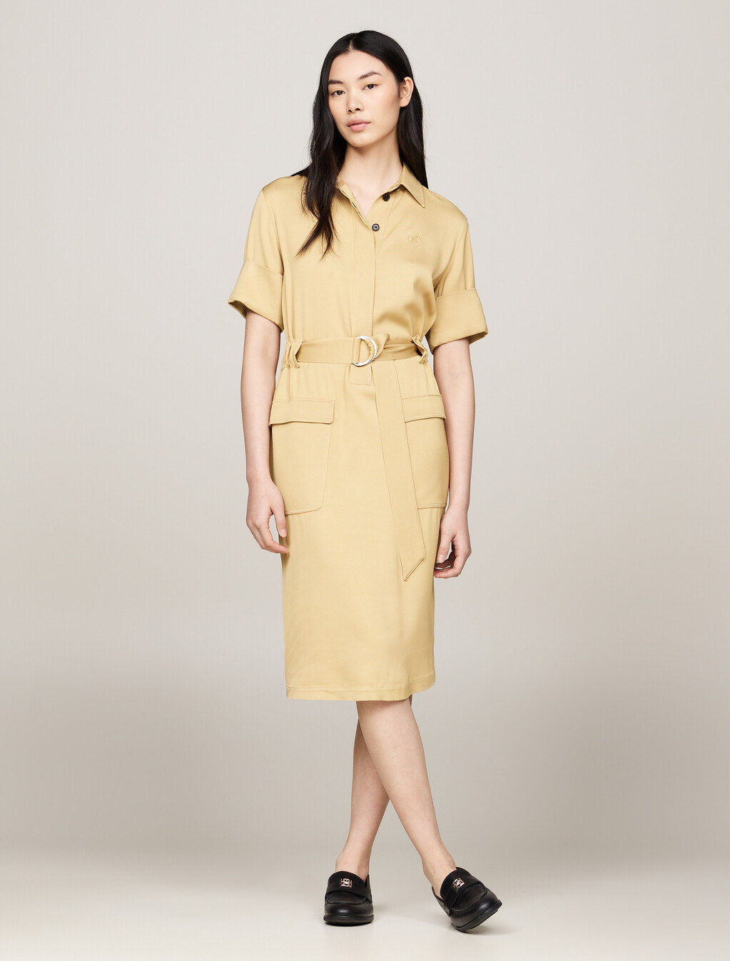 TH Monogram Stamp Midi Utility Dress, Beechwood, hi-res