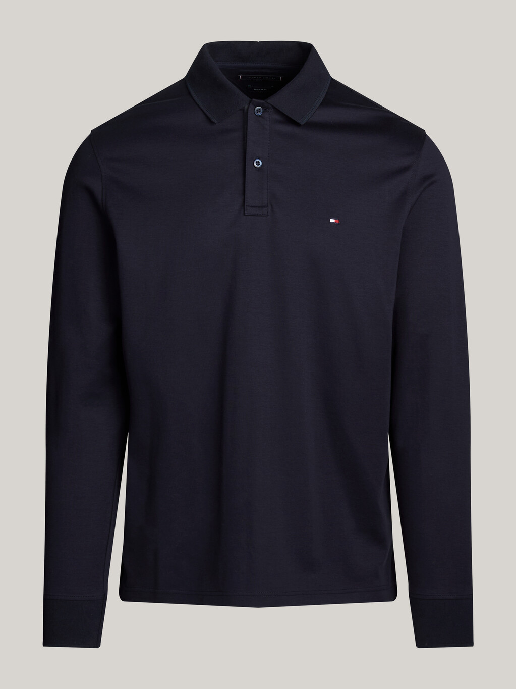 Jacquard Long Sleeve Polo Shirt, Desert Sky, hi-res