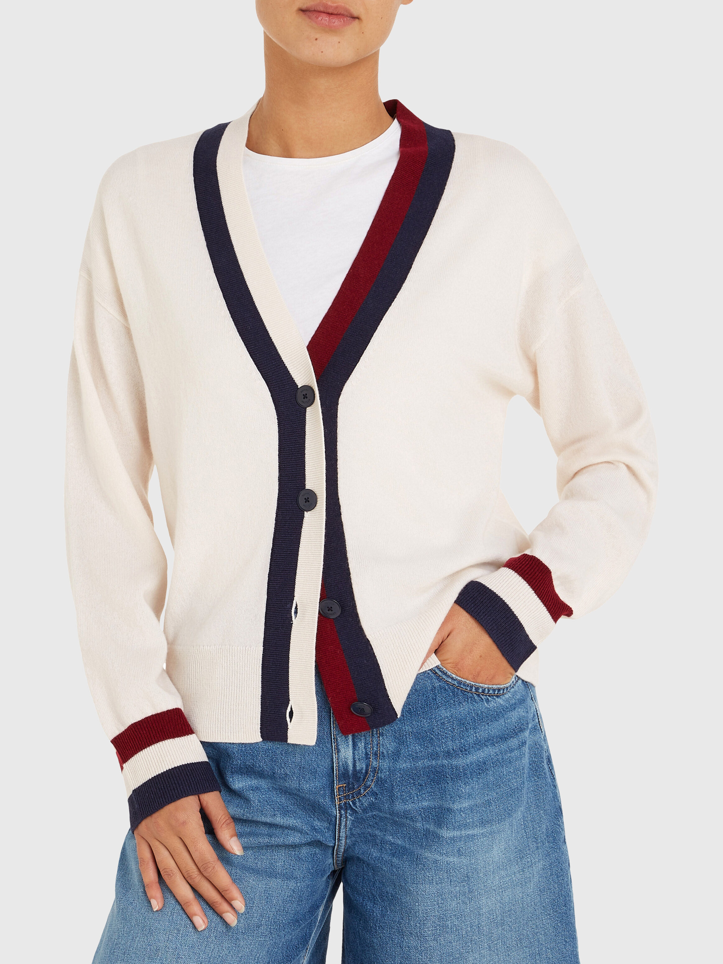 Global Stripe Relaxed Fit Cardigan Tommy Hilfiger Singapore