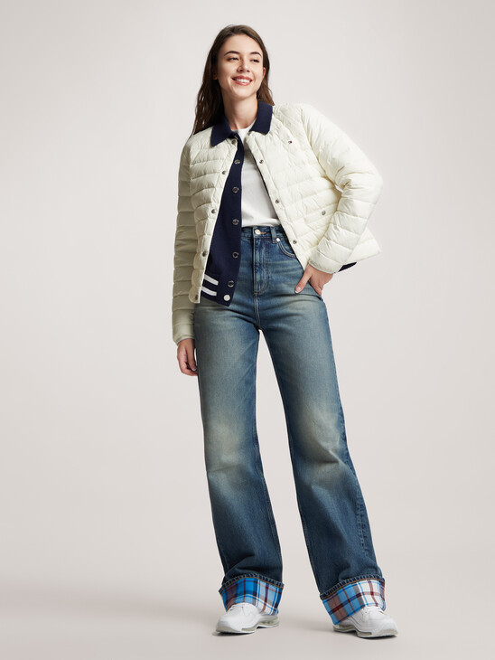 Lightweight Quilted Down Collarless Jacket