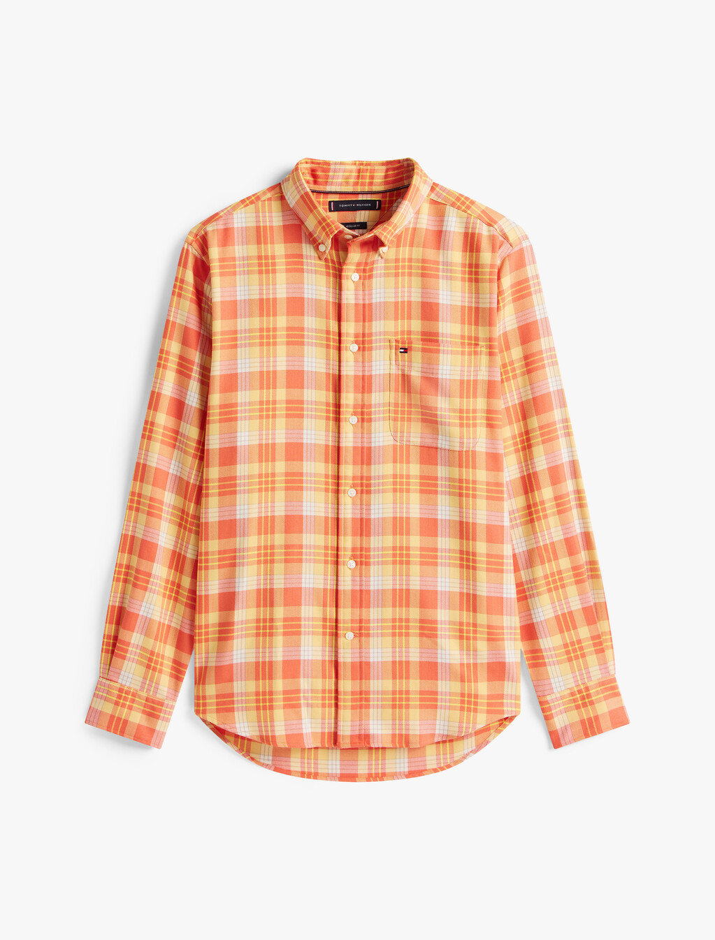 Regular Fit Check Twill Shirt, Brilliant Orange / Check, hi-res