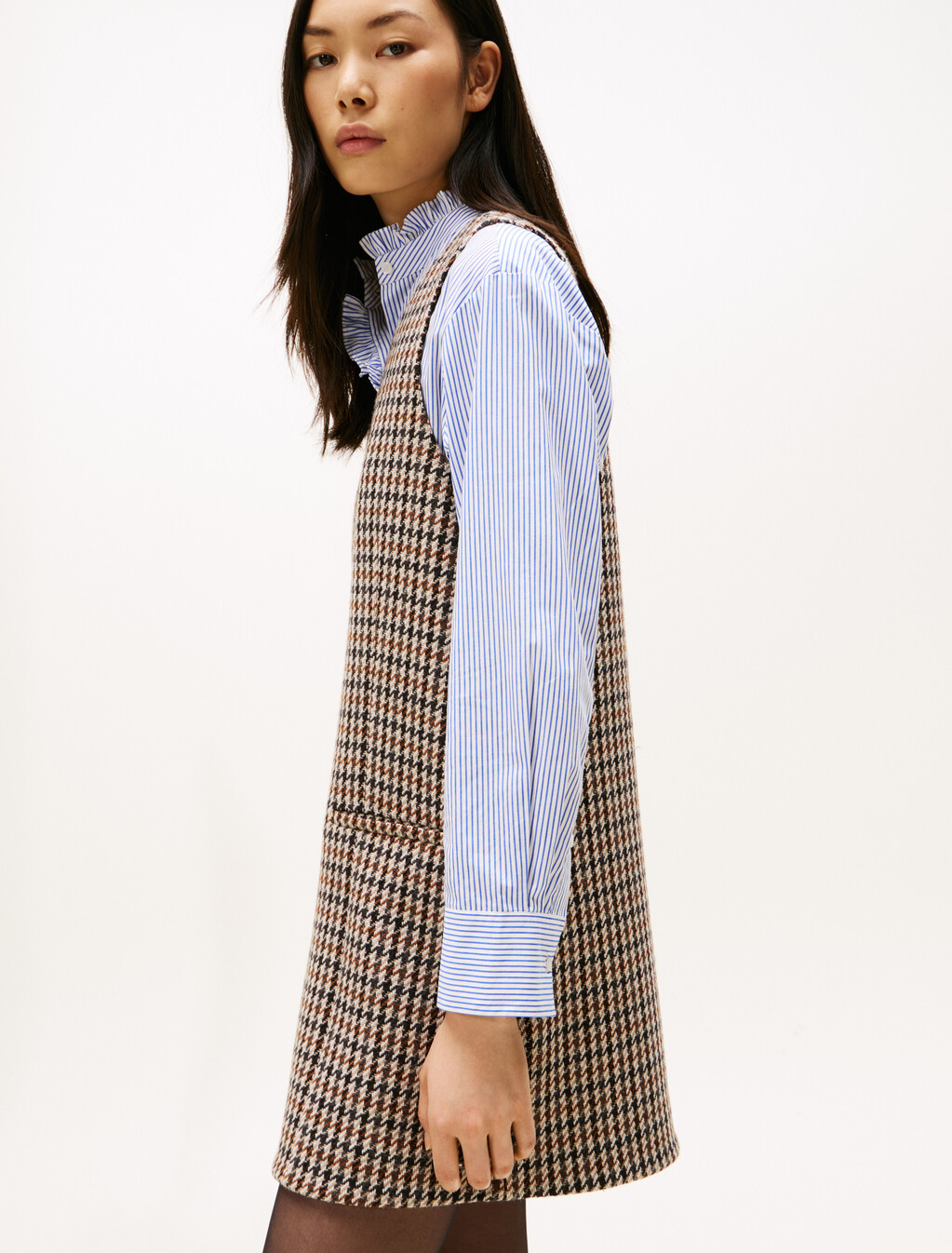 Heritage Check Wool V-Neck Mini Shift Dress, Heritage Check, hi-res