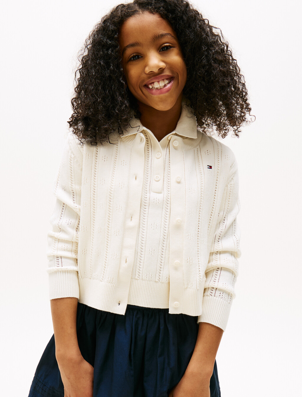 Pointelle Cardigan, Ivory Petal, hi-res