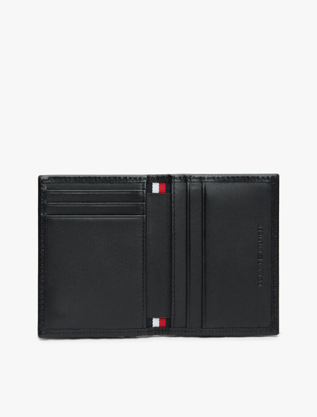 Hilfiger Flag Ribbed Leather Card Wallet, Black, hi-res