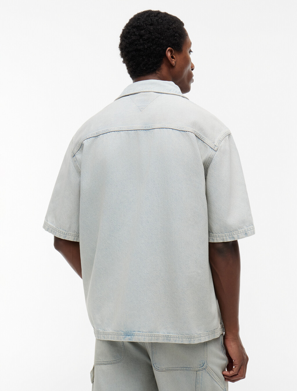 Short Sleeve Utility Denim Shirt, Denim Light, hi-res