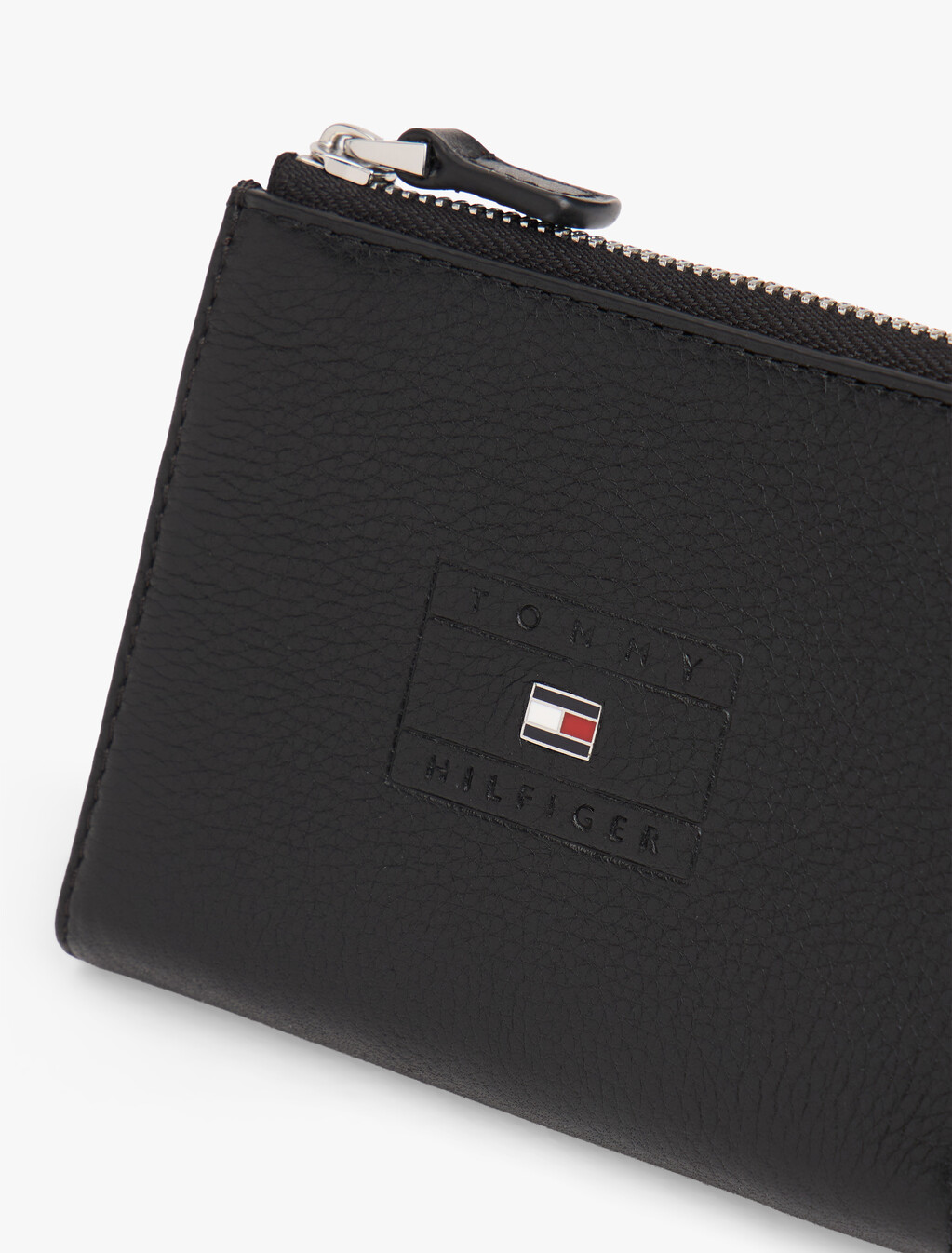 Casual Leather Zip-Around Wallet, Black, hi-res