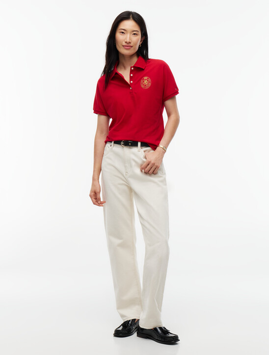 Relaxed Fit Crest Pique Polo Shirt
