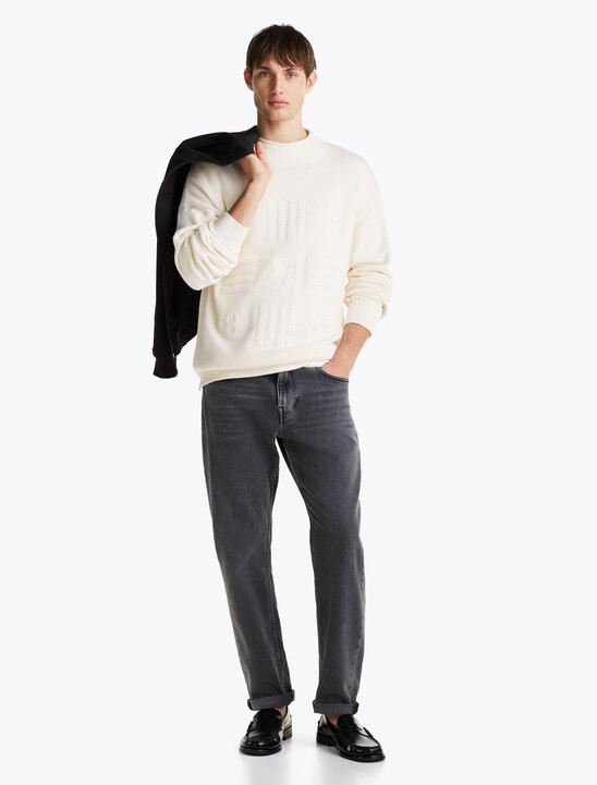 Whiskered Straight Tapered Leg Jeans