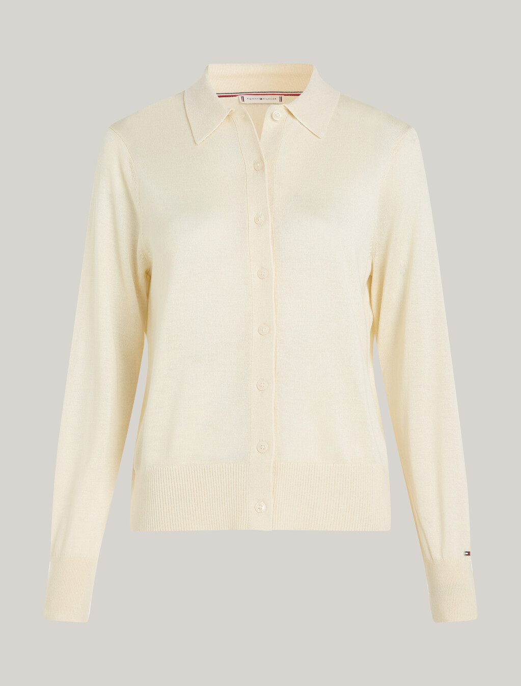 Fine Knit Collared Cardigan, Calico Sweaters, hi-res