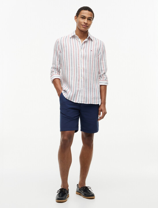 Regular Fit Textured Stripe Pure Linen Shirt