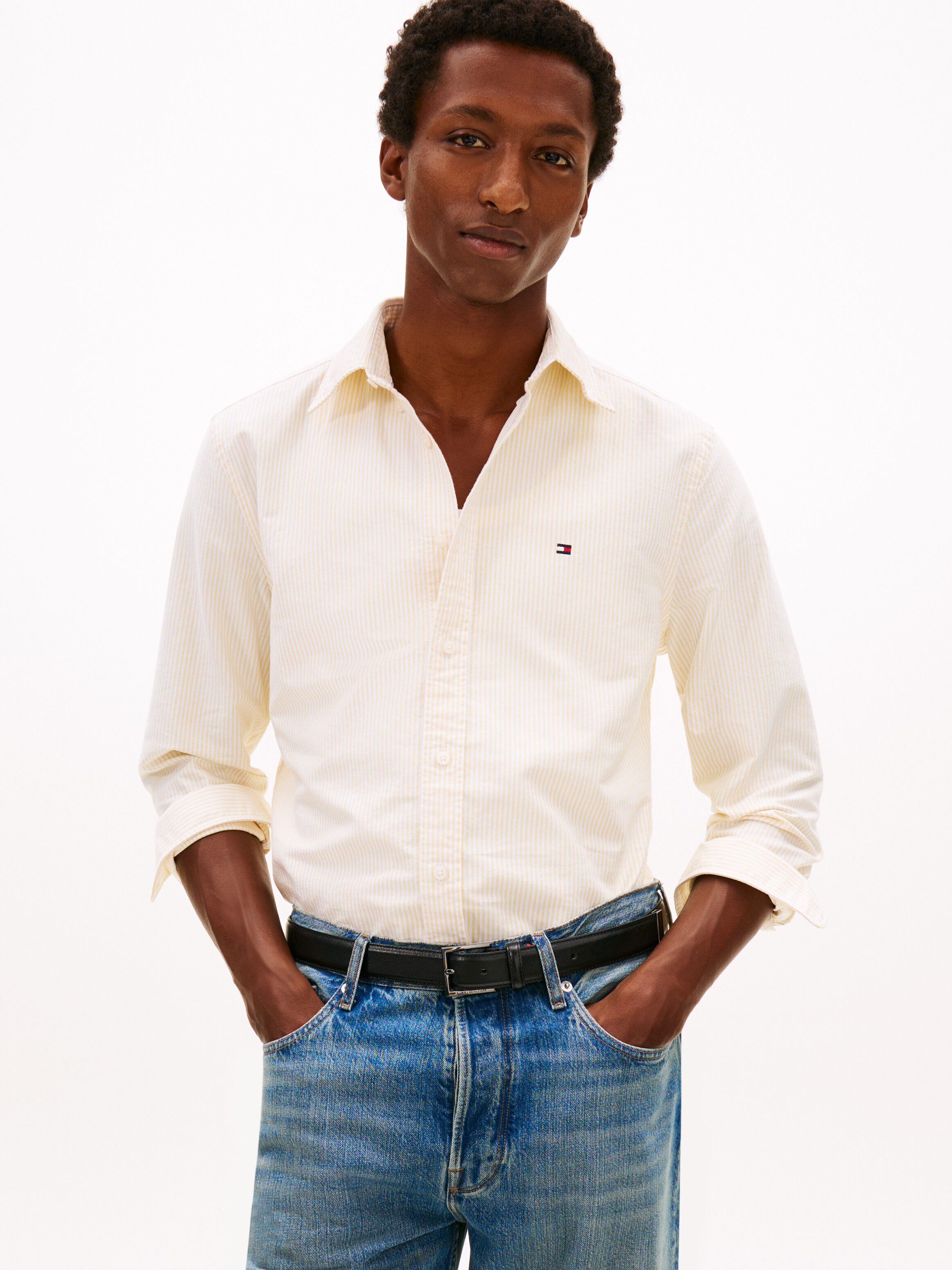 もりもりページ Asia Fit Heritage Stripe Oxford Shirt | yellow | Tommy Hilfiger