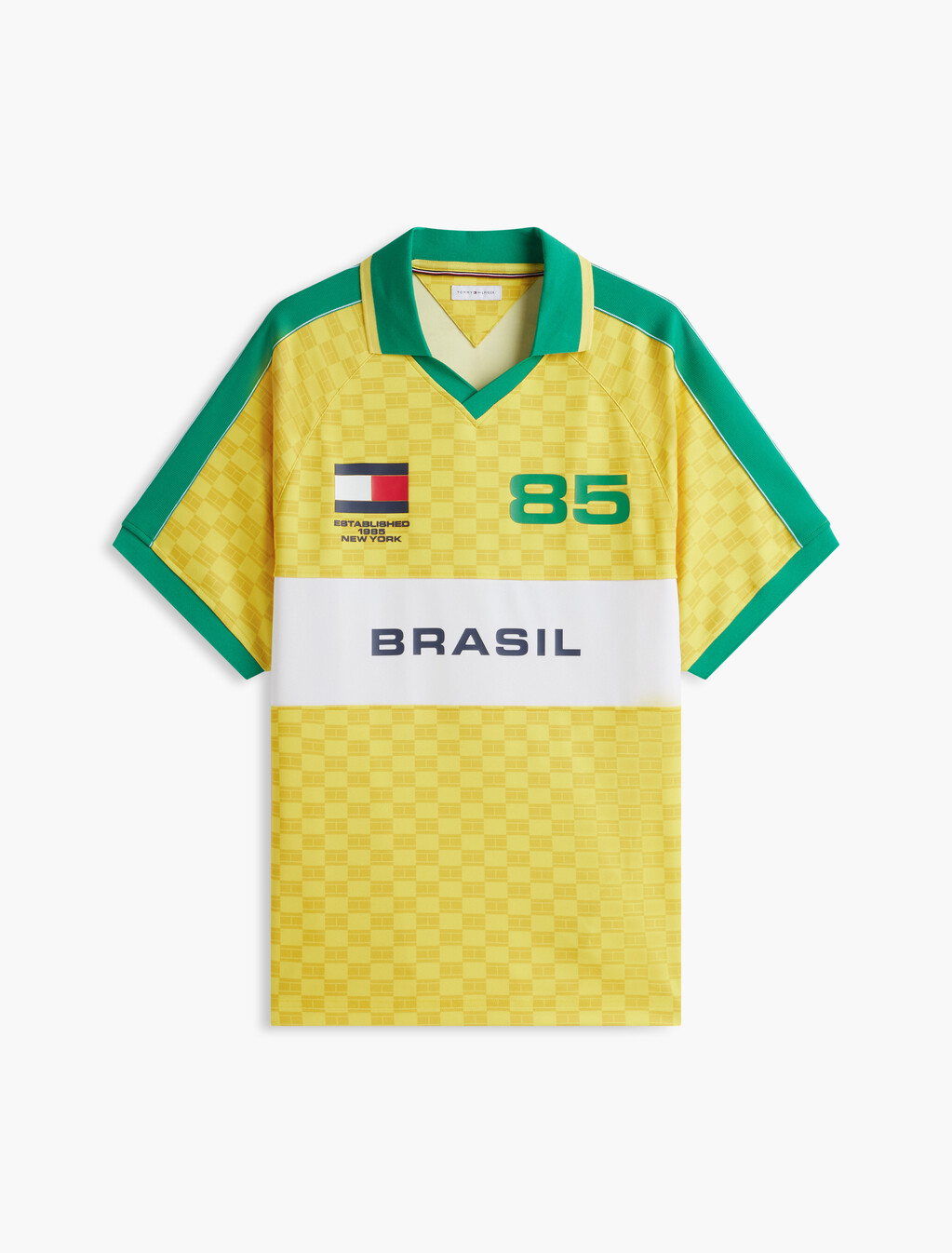 Geometric Flag Print Short Sleeve Rugby Shirt, Buttercup Yellow, hi-res