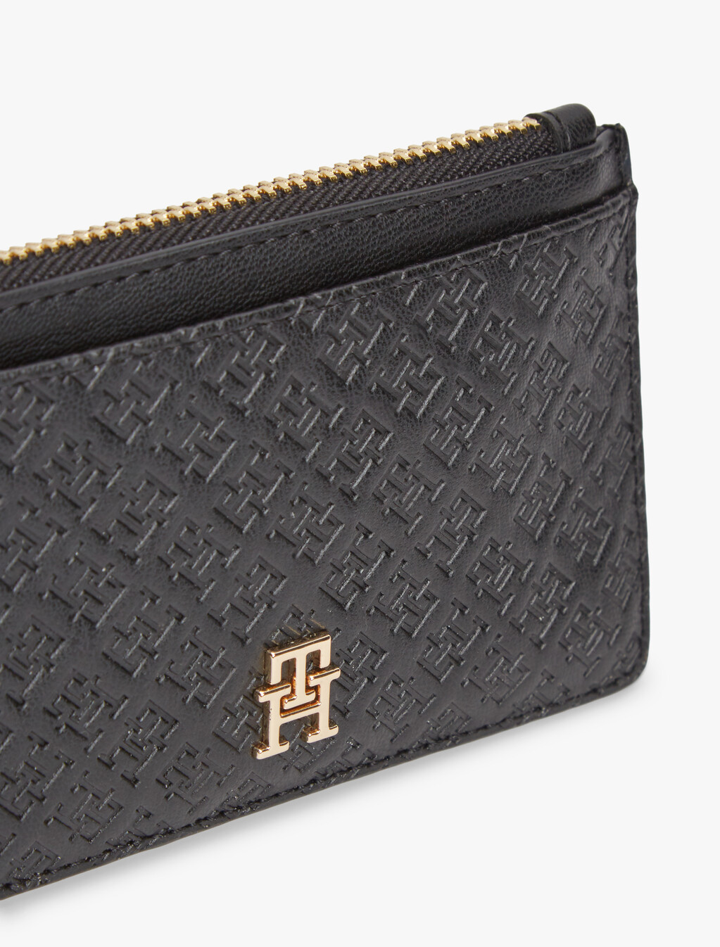 Hilfiger Icon Debossed Credit Card Holder, Black, hi-res
