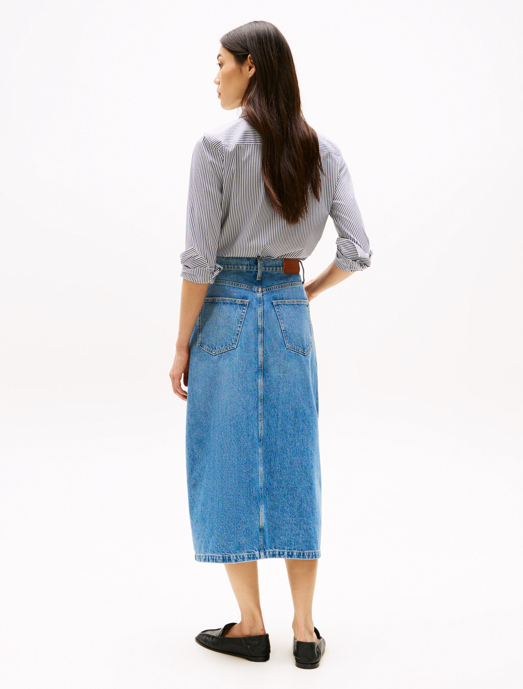 High Rise Denim Midi Skirt, Uma, hi-res