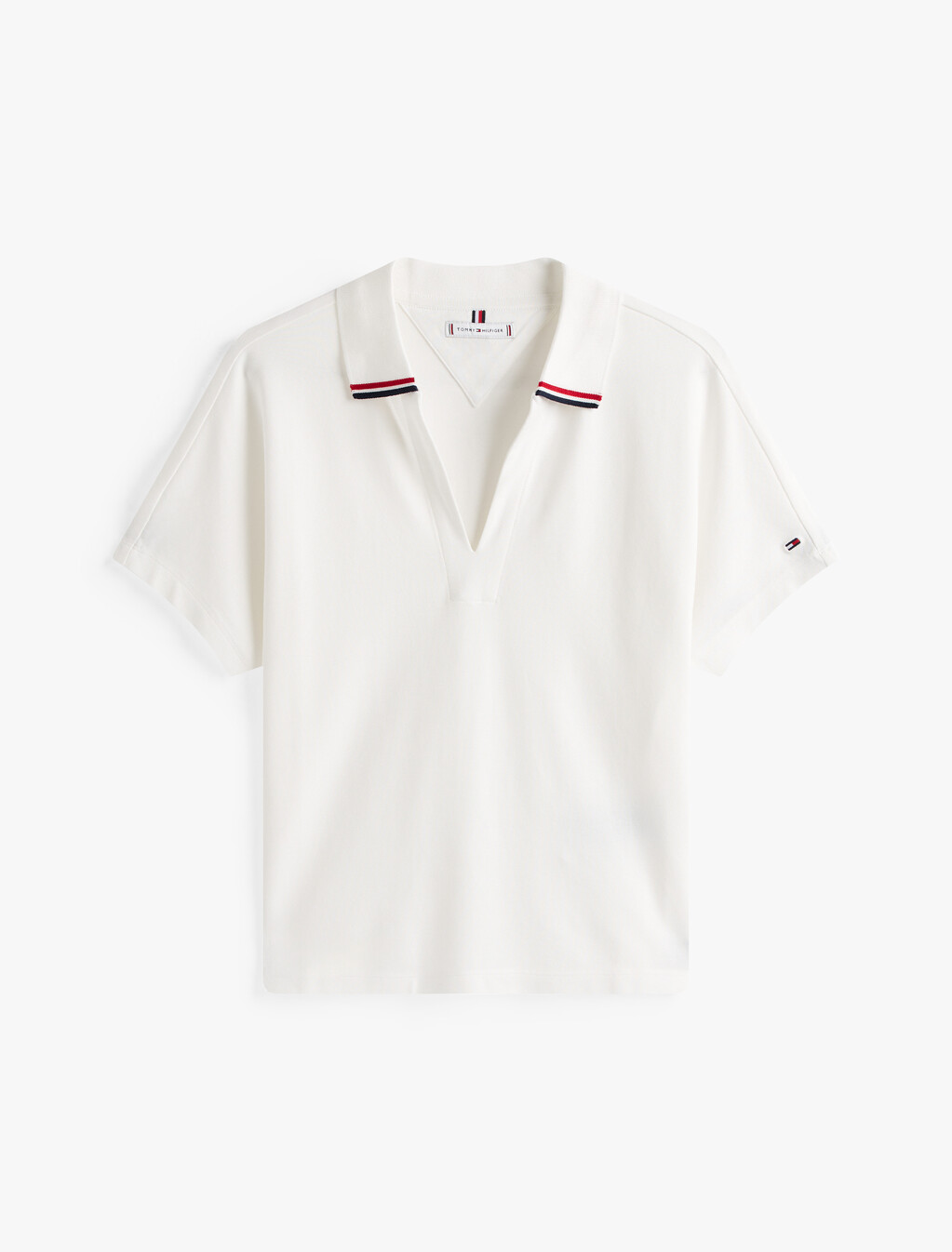 Lyocell Tipped Open Collar Polo, Ecru, hi-res