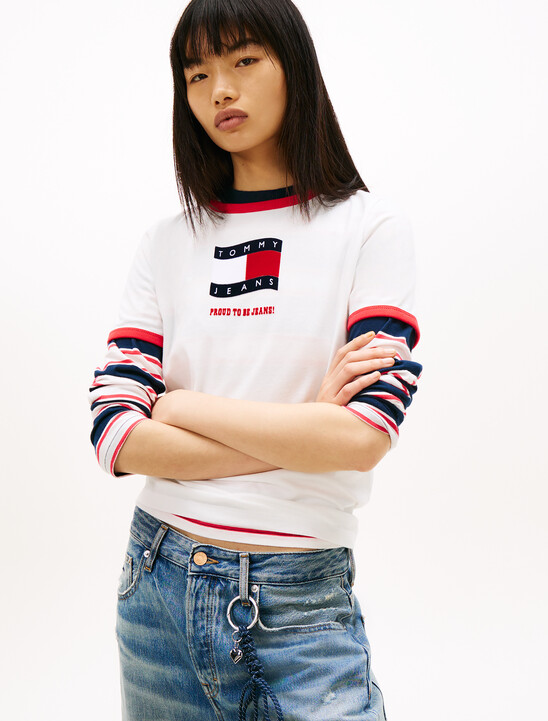 Wavy Flag Contrast Ringer T-Shirt