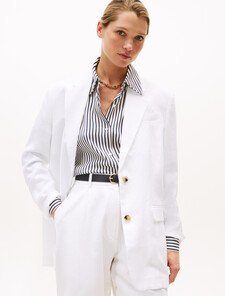 Essential Linen Relaxed Blazer, Th Optic White, hi-res