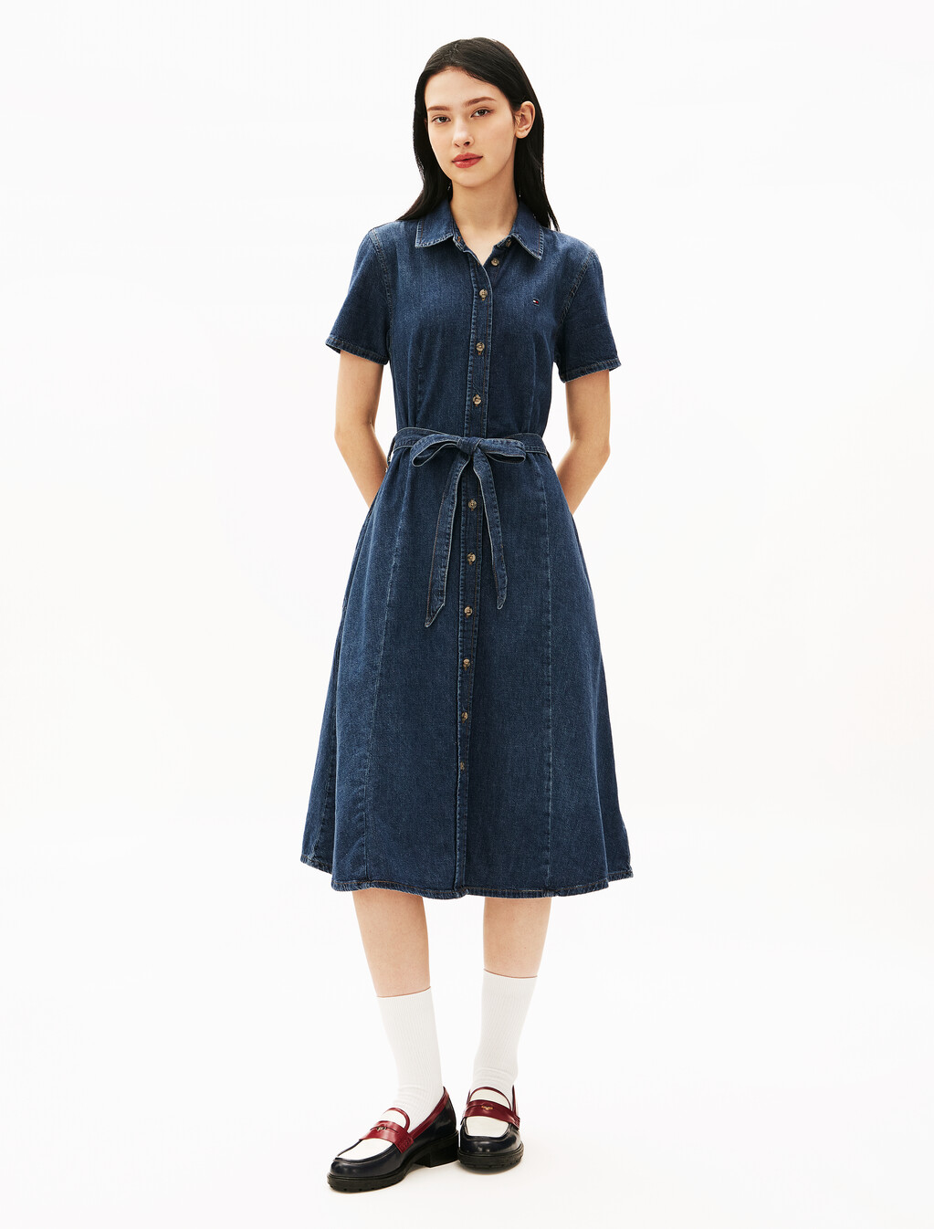 Denim Midi Shirt Dress, New Doreen, hi-res