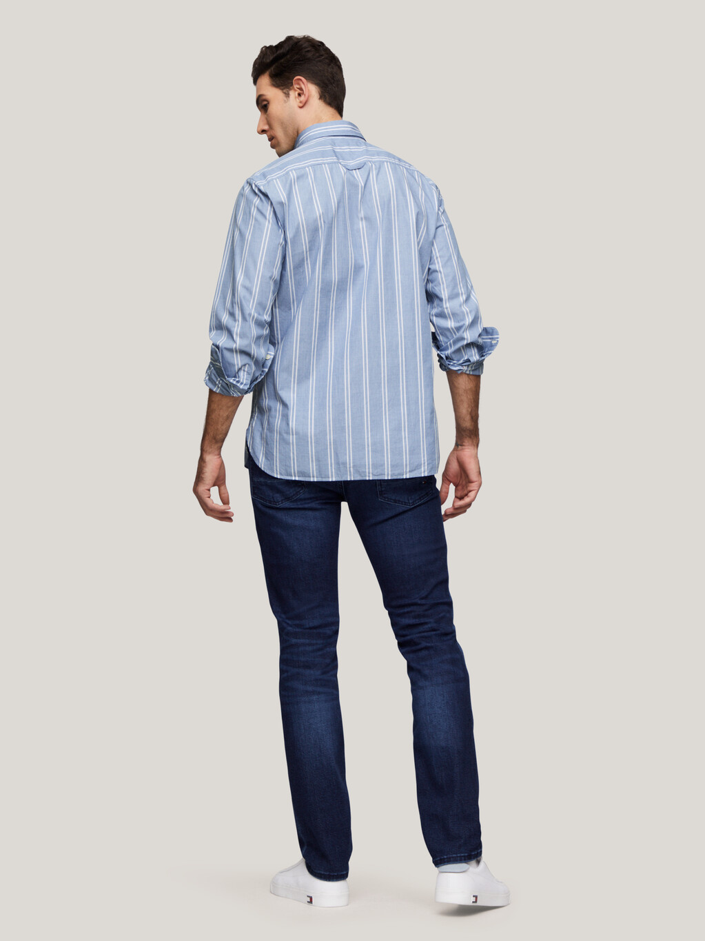 Fil-à-fil Double Stripe Shirt, Cloudy Blue / Optic White, hi-res