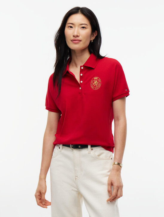 Relaxed Fit Crest Pique Polo Shirt